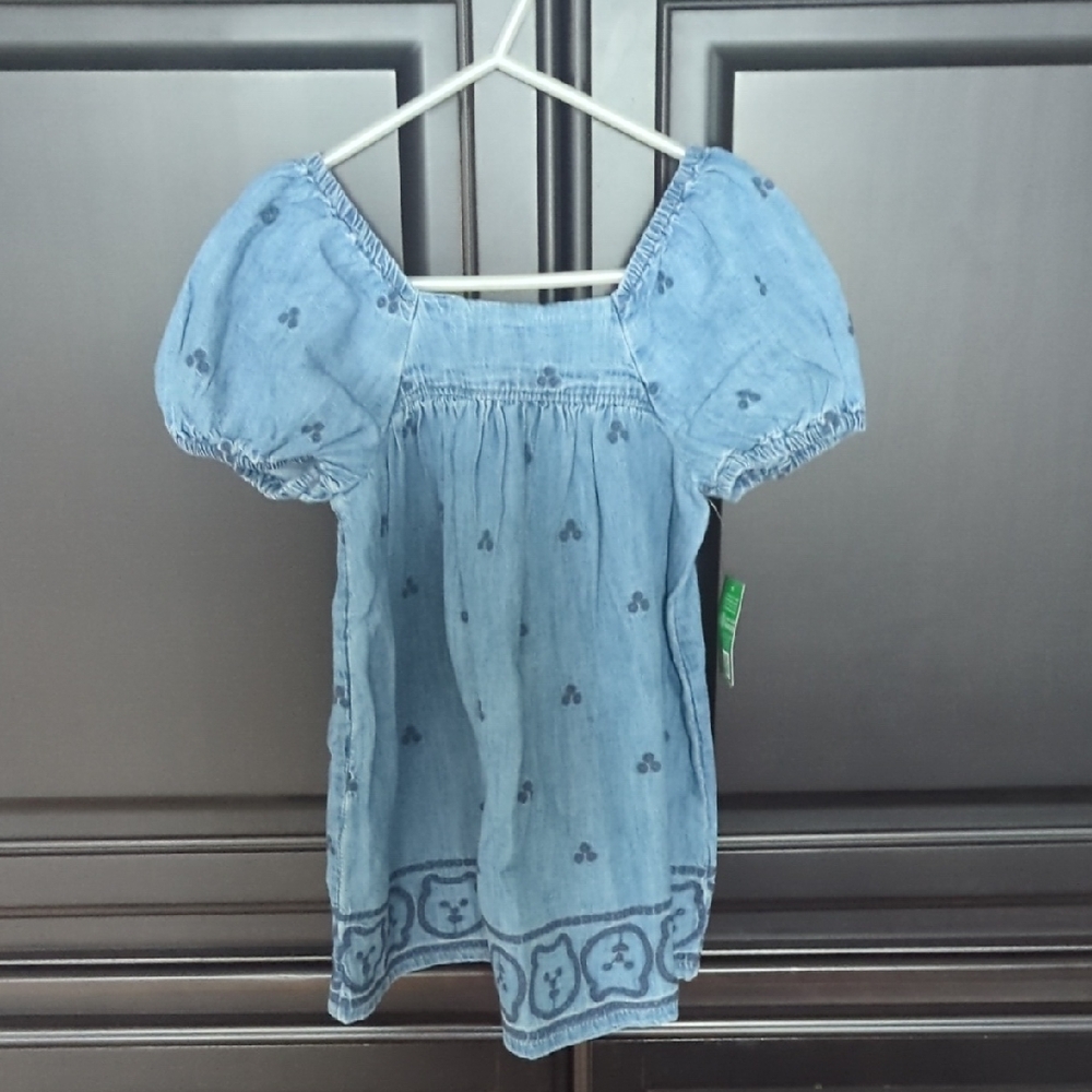 GAP Light Blue Denim Puff Sleeve Girls Dress
